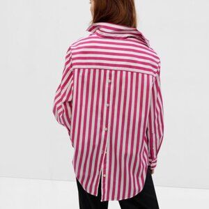 Gap The Big Shirt Pink Stripe Button Down Oversized Cotton Small